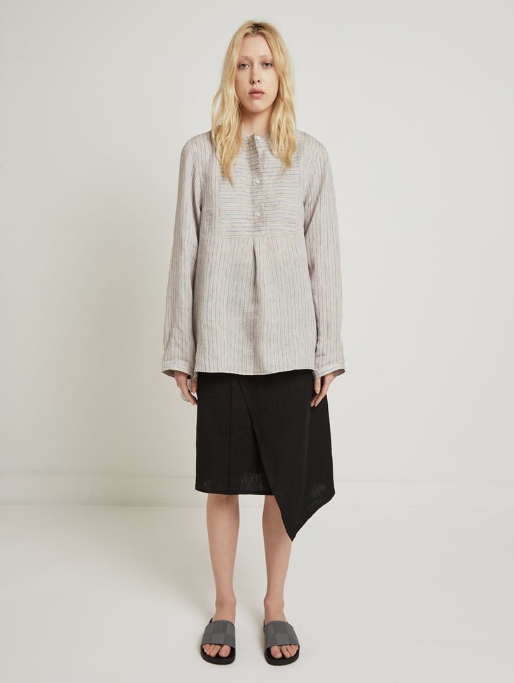 Acne Studios Lysanne Sketch Striped Linen Blend Blouse Shirt Sz 34 Eu / Us 2